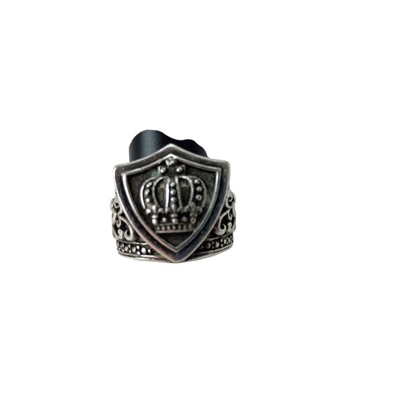 Men's Silver Tone Patina Crown Ring Stigma Sz.10 Men’s Jewelry Fashion - Picture 2 of 7